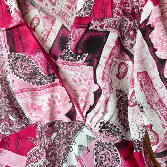 Blue Diamond XL Sheer Surplice Peplum Style Top with Bell Sleeves Pink &… - Picture 5 of 9